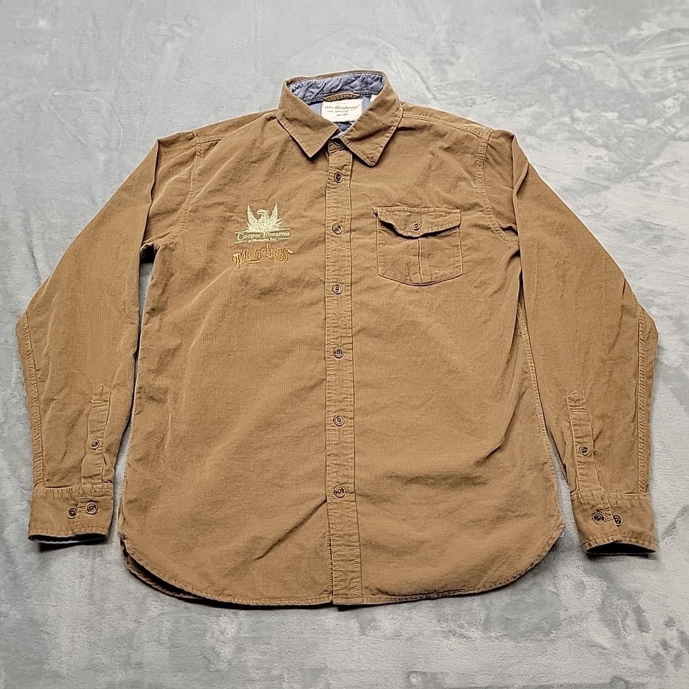 Shirt Mens Medium Brown Corduroy Button Down Cooper Firearms Wilson Arms